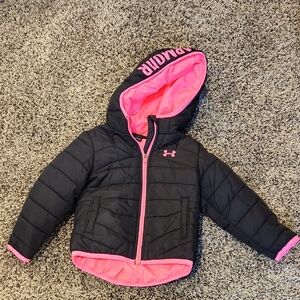 Under Armour Girls Black and Pink Hooded Jacket